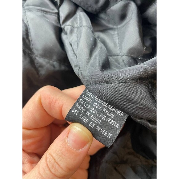 Leather World by Lucky Leather Mens Jacket Large Black Motorcycle Patriotic - Picture 5 of 8